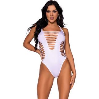 Racer Back Thong Bodysuit White O/S