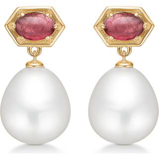 Mads Z Pearl Delight 14 kt. guld ørestikker med pink turmalin og perle