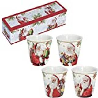 Sæt med 4 kaffekopper, porcelæn, 100 ml, &#34;SANTA IS COMING&#34; - Nuova R2S