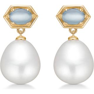 Mads Z Pearl Delight 14 kt. guld ørestikker med aquamarin og perle