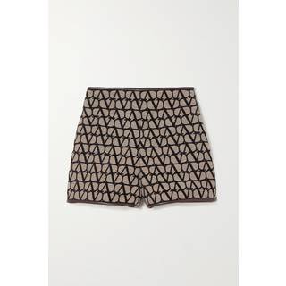 Valentino Toile Iconographe leather-trimmed shorts - brown - S