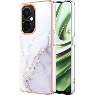 OnePlus Nord CE 3 Lite (5G) Hybrid Plastik Bagside Cover - Hvid / Lilla Marmor