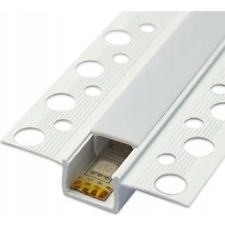 PVC profil 50x12 til indspartling - 1 meter, hvid, inkl. mælkehvidt cover