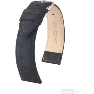 HIRSCH Osiris Calf Leather Nubuck Effect Watch Strap Black