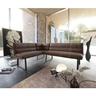 Eckbank Salvo 200x160 cm Braun Vintage Metall Schwarz Variabel