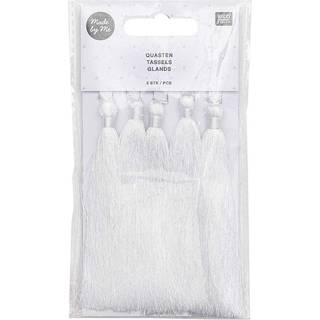 Quasten fein 9cm 5 Stück - Weiß