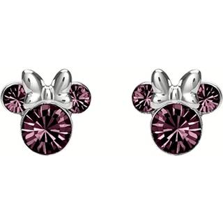 Disney Silver Minnie Purple Crystal Birthstone Stud Earrings - February - F6776
