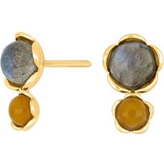 Siersbøl Shape Sølv forgyldt ørestik med labradorit + aventurin