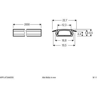 EVN APFLAT3 alu-profil, 200 cm T-profil, aluminium