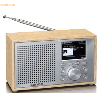 Lenco DAR-017WH - Compact and stylish DAB+/FM radio with Bluetooth® and wooden casing - Oakwood - DAB+/FM - Mono - Sølv