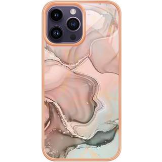 iPhone 15 Pro Hybrid Plastik Bagside Cover - Pink Marmor
