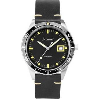 Accurist Men's Dive Black Dial Rubber Strap Watch - Silver