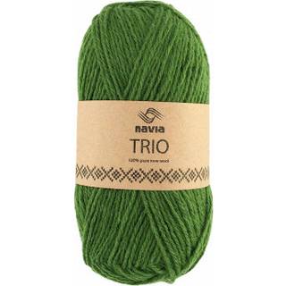 Navia Trio 313 Flaske grøn Indhold: 100% Uld Vægt/Længde: 50 g = ca. 120 meter Anbefalede pinde: 4,5 mm Strikkefasthed: 10 cm = 19 masker Vaskes i hånden / Tåler ikke tørretumbling, tørres fladt..