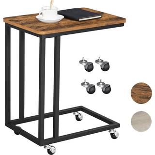 Vasagle -slutbord, sidebord, sofabord, med stålramme og ricinus, let samling, industriel, til stue, soveværelse, balkon, greige og sort LNT050B02