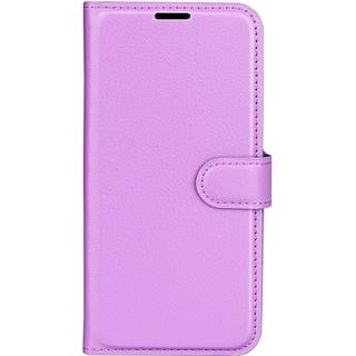 iPhone 15 Pro Max Litchi Læder Flip Cover m. Pung - Lilla