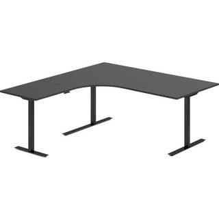 Office hæve-sænkebord 180x180cm i antracit med sort stel Venstrevendt