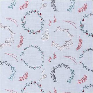 Musselin-Druckstoff Nostalgic Christmas Kränze hellblau 50x140cm - Blau
