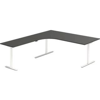 Office hæve-sænkebord 200x220cm i antracit med hvidt stel venstrevendt