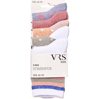 VRS børne 5-pak glimmerstrømper str. 26/30 - printet