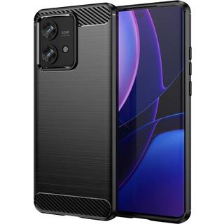 Motorola Edge 40 Neo Brushed Carbon Plastik Bagside Cover - Sort