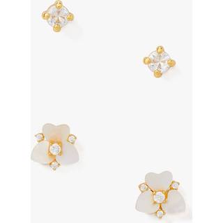 Kate Spade New York Gold Precious Pansy Flower Cry Stud Earring Set - Gold - White