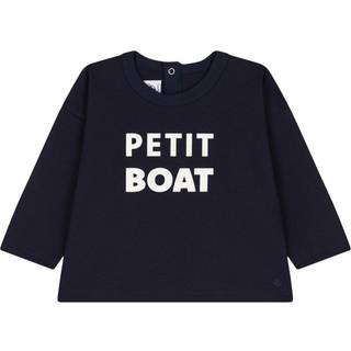 Petit Bateau Langærmet T-shirt Med Tryk Navyblå 12 Months  Marineblå  12 måneder  mand
