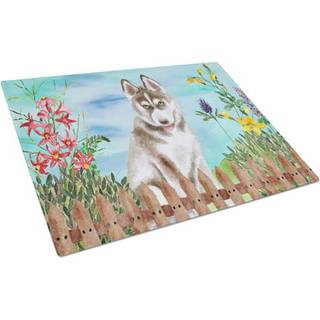 Caroline's Treasures CK1258LCB Siberian Husky Gray Spring Glass Cutting Board Stor dekorativt tempereret glas Køkkenskæring og serveringsplade St