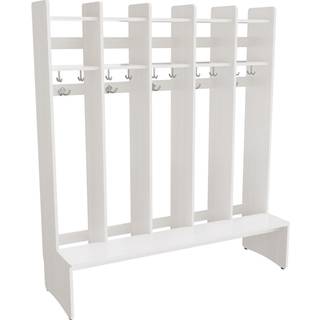Garderobeindretning Eira Light, gulvmodel 5 pladser, 280 mm rumbredde, hvidpigmenteret krydsfinér