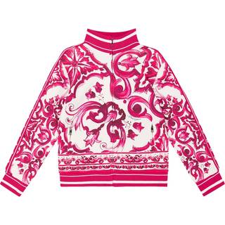 Dolce&Gabbana Kids Majolica cotton jersey track jacket - pink - Y 4