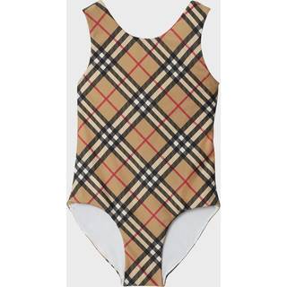 Burberry Kids Burberry Check swimsuit - beige - Y 14