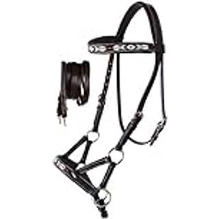 Challenger Horse Western Leather Tack Bitless Sidepull Bridle W/Reins Brown 77RT10BR-F