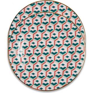 La DoubleJ Tableware - 'Cubi Lilla' dessert plate, set of two in Multicolor Porcelain