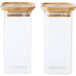 Opbevaringsglas med bambuslåg small, 2 stk.