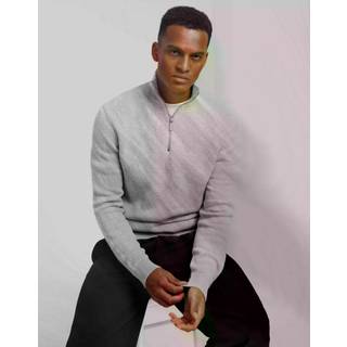 Selected Dane LS Structure Knit Half Zip Light Grey Melange