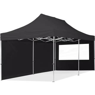3x6m, aluminium, easy-up-pavillon, 2 sidedele, sort - (59030)
