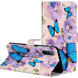 Wonder Series Sony Xperia 10 V Pung Cover - Blå Sommerfugl
