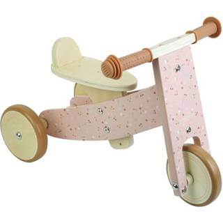 Trehjulet rosa løbecykel i træ fra Little Dutch Indendørs