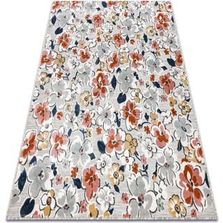 Tæppe Strukturelt BOTANIC 65239 blomster, fladvævet på balkonen, terrasse - grå 78x150 cm