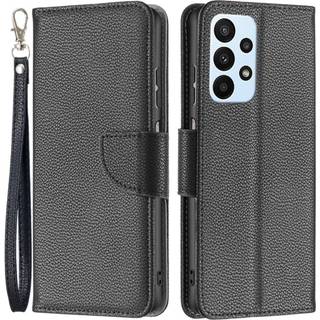 SKALO Samsung A23 5G Premium Litchi Flip Cover - Sort