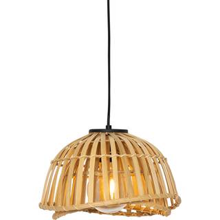 Oriental Pendellampe Sort med Naturlig Bambus 30 cm - Pua