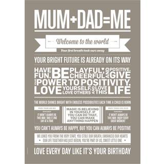 I Love My Type Plakat Mum+Dad=Me Sand - 50 x 70 cm.