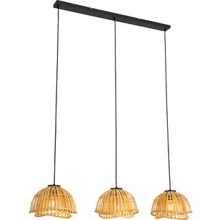 Oriental Pendellampe sort med naturbambus 3-lys - Pua