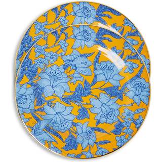 La DoubleJ Tableware - 'Lilium Zafferano' dessert plate, set of two in Yellow 100% PORCELAIN