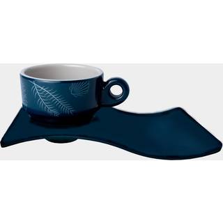 Espressokopper i melamin med underkop Marine Business Living, non-slip, hvid/blå, 8 cl / 80 ml, 6-pak