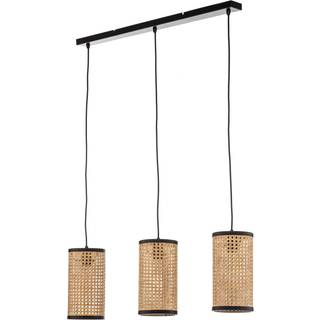 Lindby-pendel Yaelle, 92 cm lang, 3-lys, rattan, E27