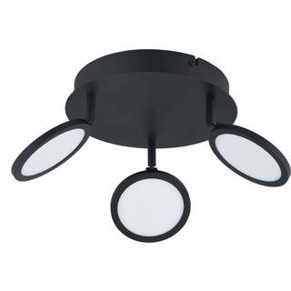 Lindby LED-loftlampe Manel, sort, jern, Ø 22 cm