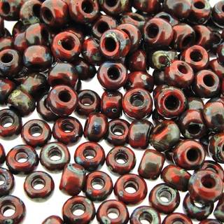 Picasso Red Garnet 20 gram Miyuki Round Rocailles 6/0 Glassfr?perle ca. 20 gram r?r
