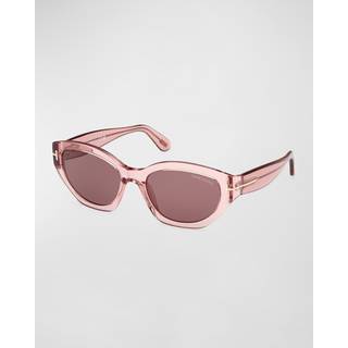 TOM FORD Kvinde FT1086 PENNY 72E Solbriller Acetat Rosa Brun Geometrisk Normal
