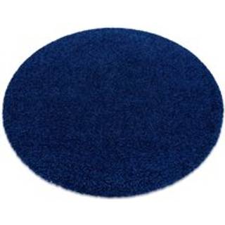 Tæppe SOFFI hjul shaggy 5cm marineblå blå cirkel 80 cm