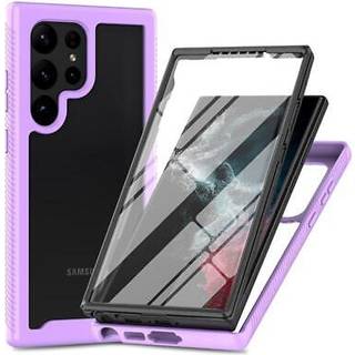 360 Beskyttelse Samsung Galaxy S23 Ultra 5G Cover - Lilla / Gennemsigtig